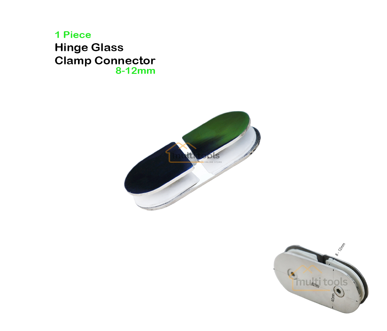 Glass Straight Clamp Stainless Steel 8-12mm